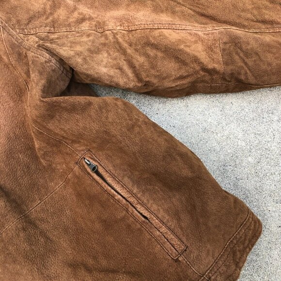 VTG KNIGHTSBRIDGE OUTERWEAR Leather Suede Jacket XL Men's Bomber Brown Full Zip - Picture 9 of 15